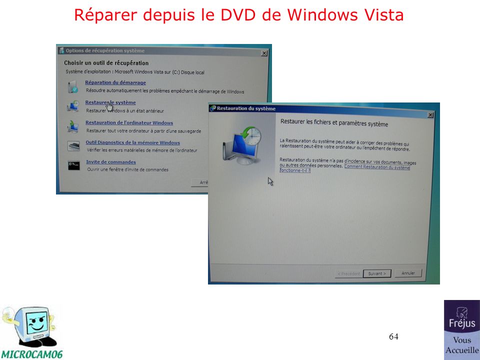 64 Réparer depuis le DVD de Windows Vista