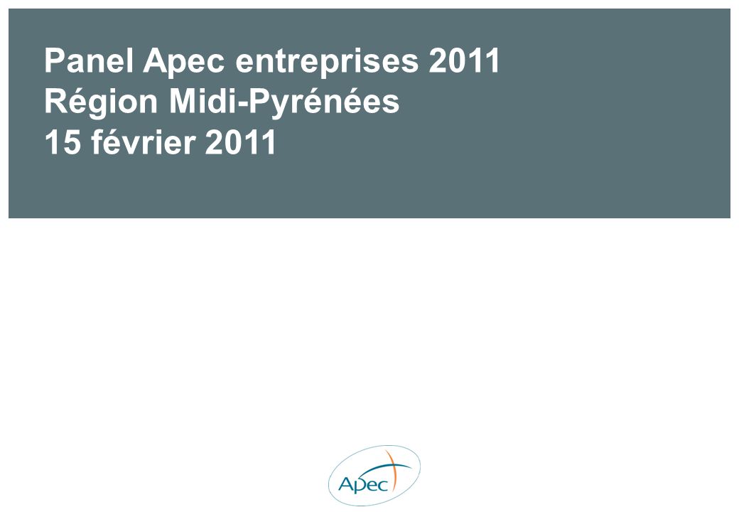 Panel Apec entreprises 2011 Région Midi-Pyrénées 15 février 2011