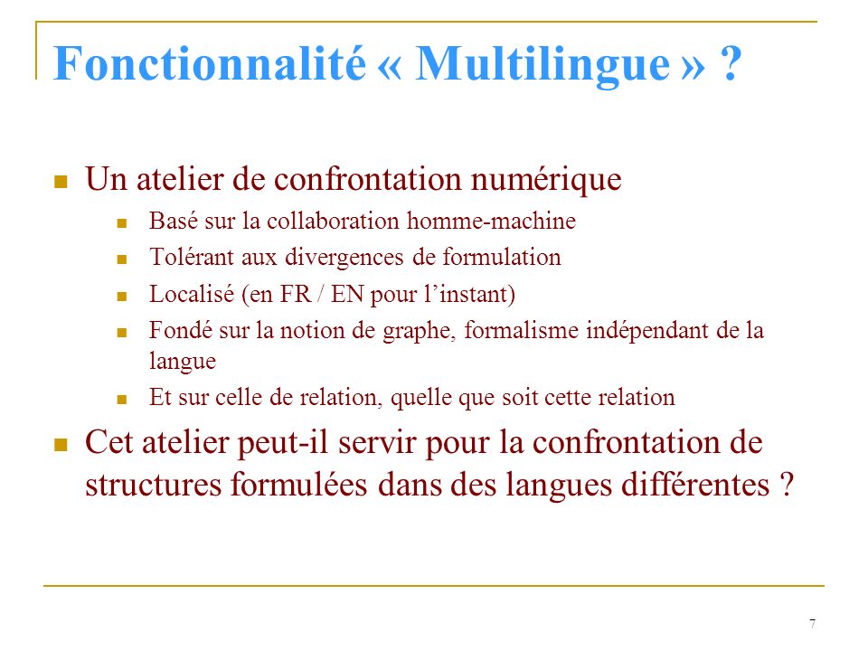 7 Fonctionnalité « Multilingue » .