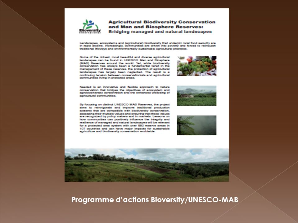 Programme dactions Bioversity/UNESCO-MAB