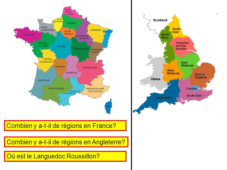 Combien y a-t-il de régions en France. Combien y a-t-il de régions en Angleterre.