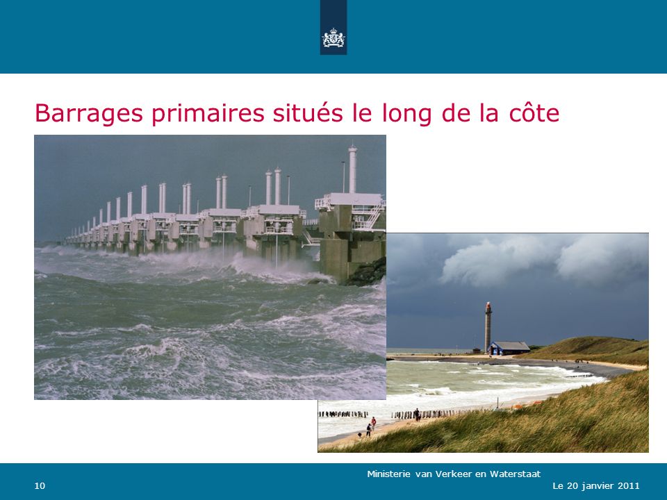 Ministerie van Verkeer en Waterstaat 10Le 20 janvier 2011 Barrages primaires situés le long de la côte