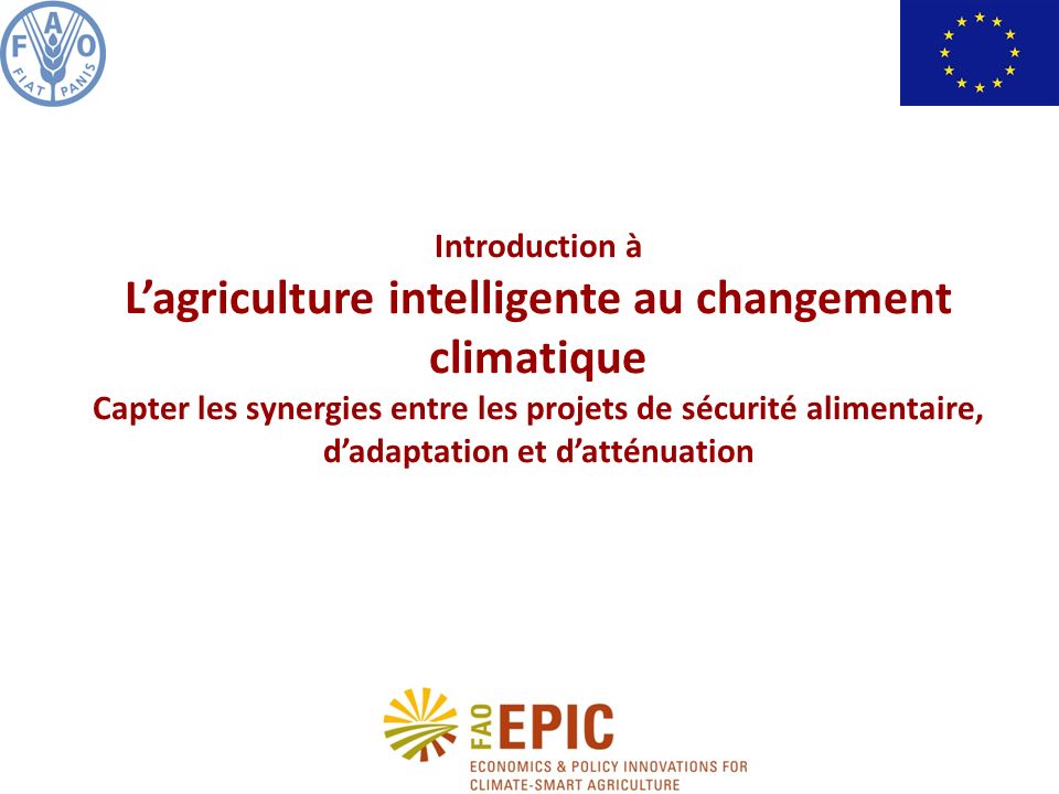 Introduction à Lagriculture intelligente au changement climatique Capter les synergies entre les projets de sécurité alimentaire, dadaptation et datténuation