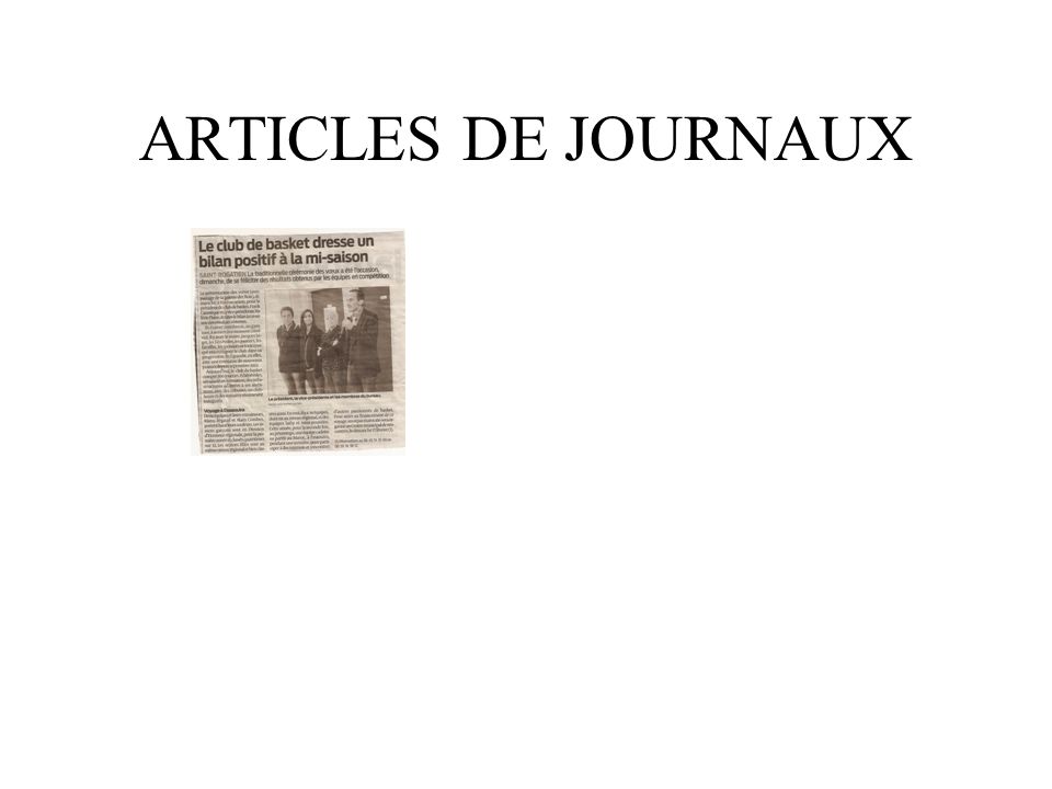 ARTICLES DE JOURNAUX