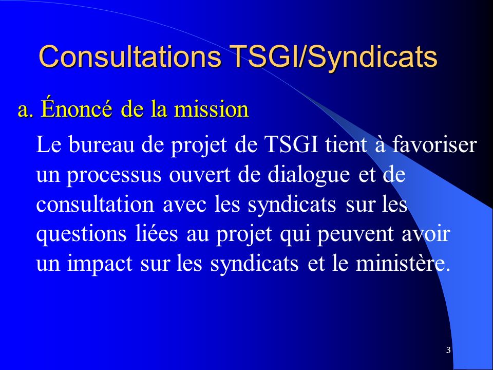 3 Consultations TSGI/Syndicats a.