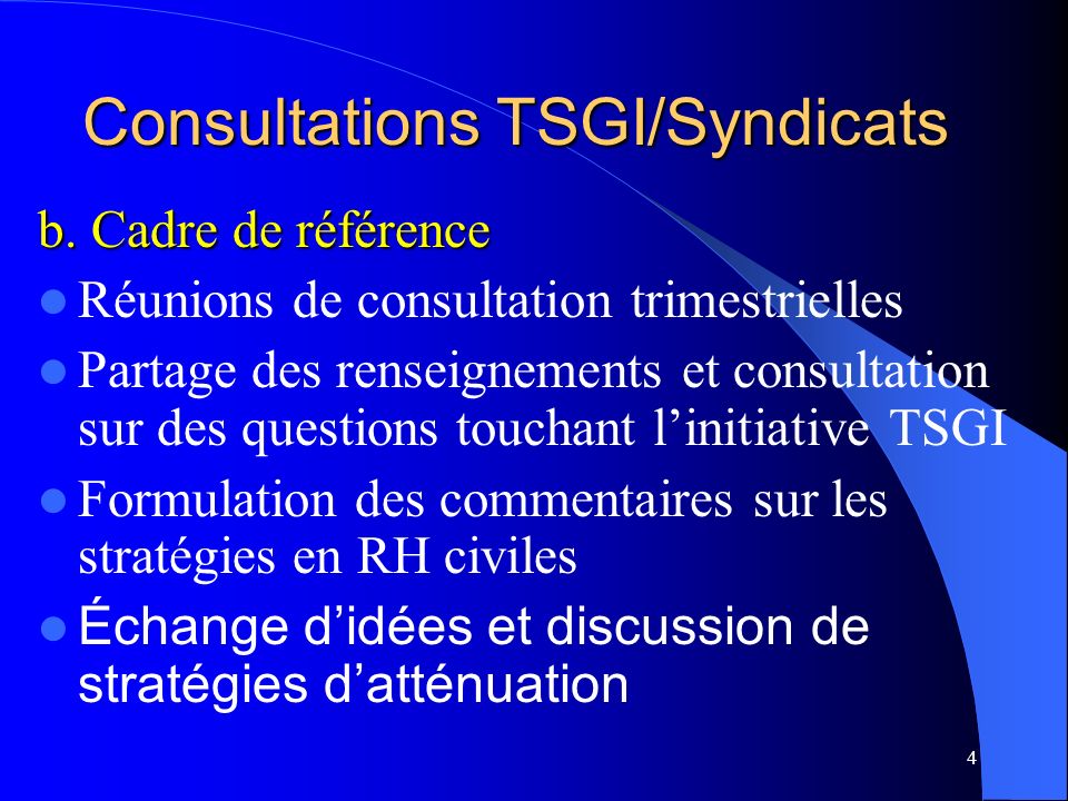 4 Consultations TSGI/Syndicats b.