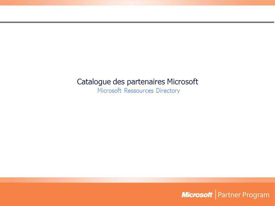 Catalogue des partenaires Microsoft Microsoft Ressources Directory