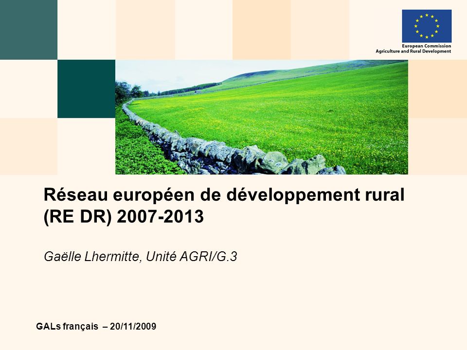 GALs français – 20/11/2009 Réseau européen de développement rural (RE DR) Gaëlle Lhermitte, Unité AGRI/G.3