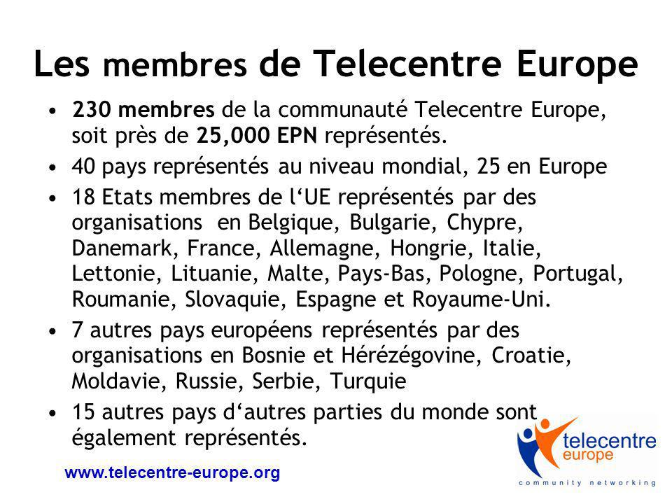 Les membres de Telecentre Europe 230 membres de la communauté Telecentre Europe, soit près de 25,000 EPN représentés.
