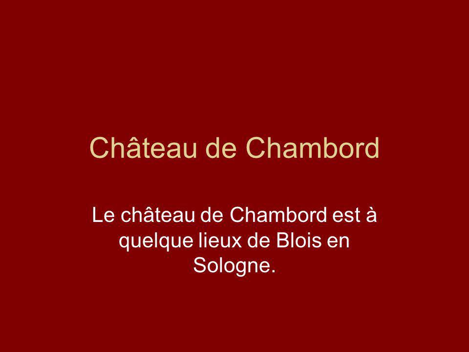 Château de Chambord Le château de Chambord est à quelque lieux de Blois en Sologne.