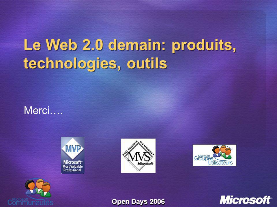 Open Days 2006 Le Web 2.0 demain: produits, technologies, outils Merci….