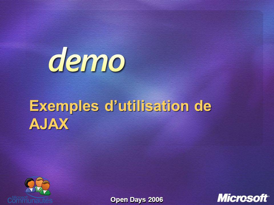 Open Days 2006 Exemples dutilisation de AJAX