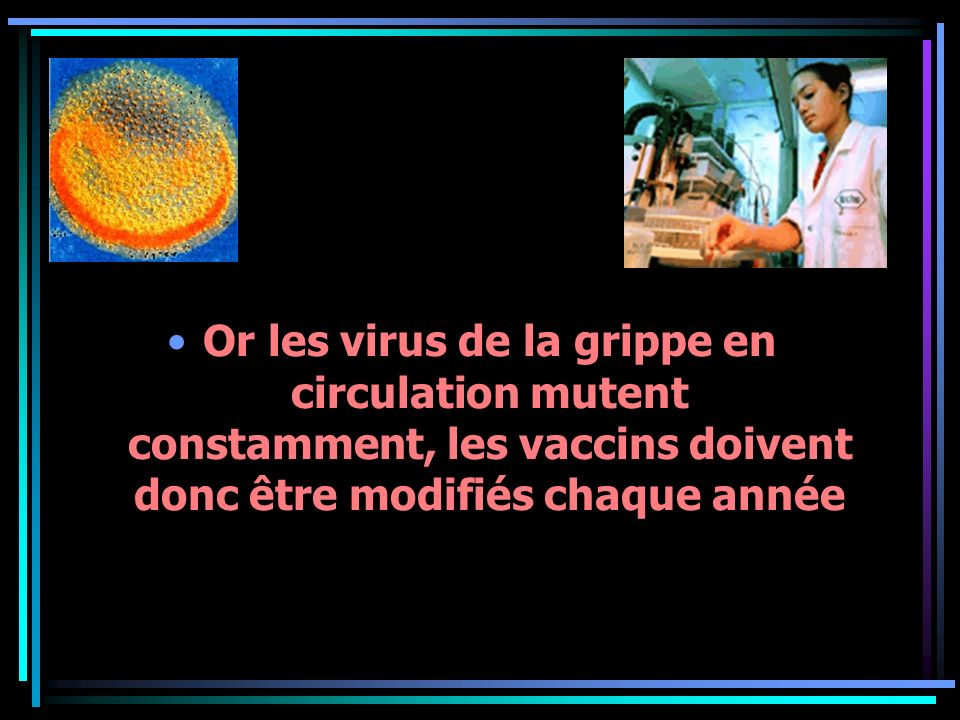 Or les virus de la grippe en circulation mutent constamment, les vaccins doivent donc être modifiés chaque année