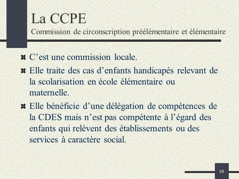 10 La CCPE Commission de circonscription préélémentaire et élémentaire Cest une commission locale.