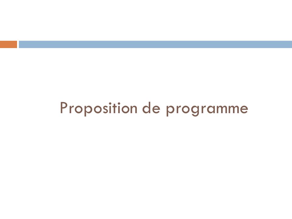 Proposition de programme