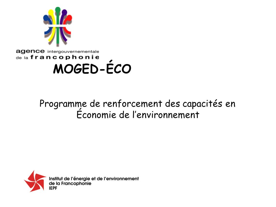 Programme de renforcement des capacités en Économie de lenvironnement MOGED-ÉCO
