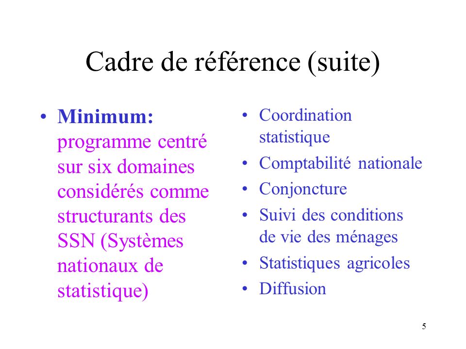 4 Cadre de référence Programme: engagement pluriannuel dinvestissement statistique.