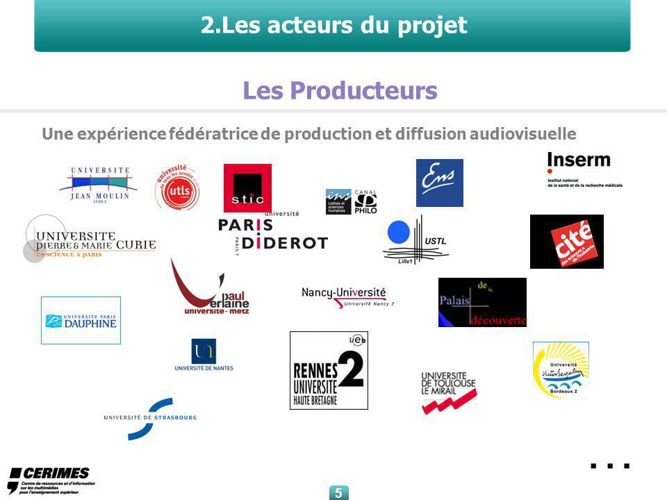 5 5 2.Les acteurs du projet Une expérience fédératrice de production et diffusion audiovisuelle Les Producteurs …