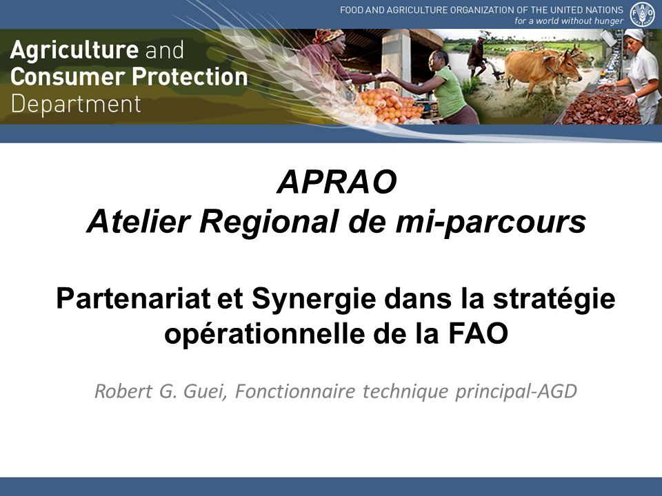 APRAO Atelier Regional de mi-parcours Partenariat et Synergie dans la stratégie opérationnelle de la FAO Robert G.