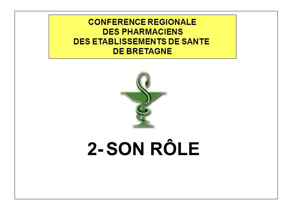 2- SON RÔLE CONFERENCE REGIONALE DES PHARMACIENS DES ETABLISSEMENTS DE SANTE DE BRETAGNE