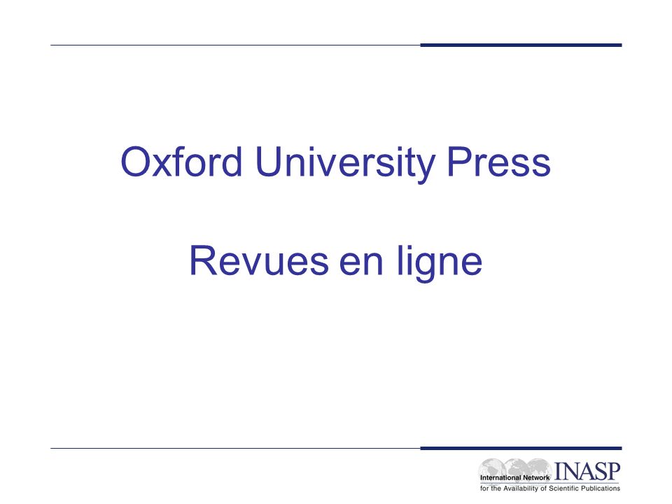Oxford University Press Revues en ligne