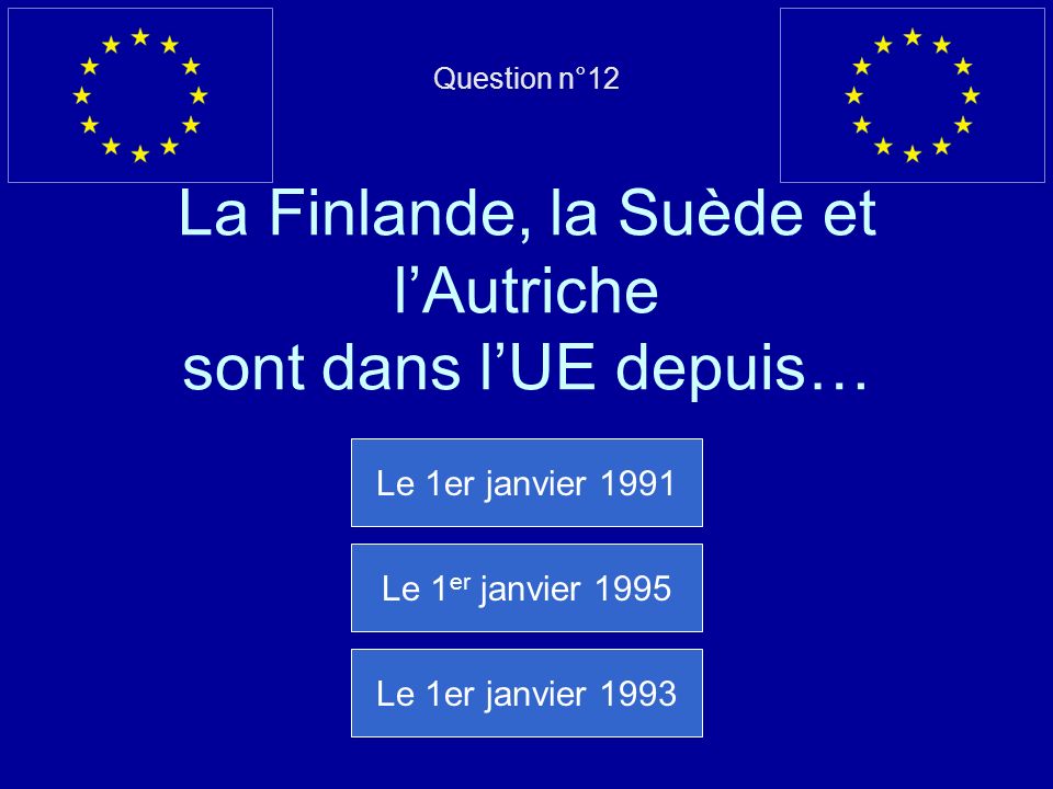 Mauvaise réponse… La Roumanie est entrée dans lUE le 1er janvier 2007 Question suivante