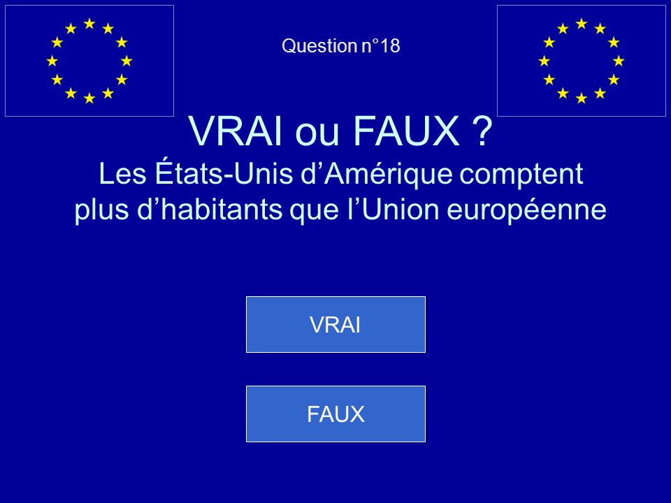 Mauvaise réponse… Cest VRAI, grâce à la citoyenneté européenne Question suivante
