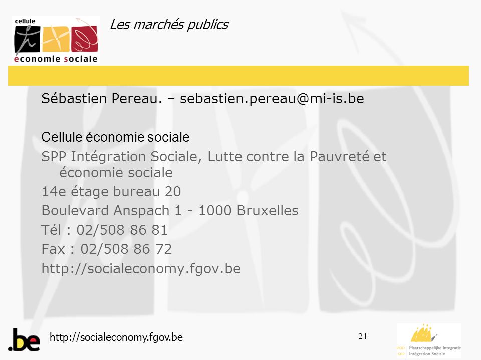 Les marchés publics   21 Sébastien Pereau.