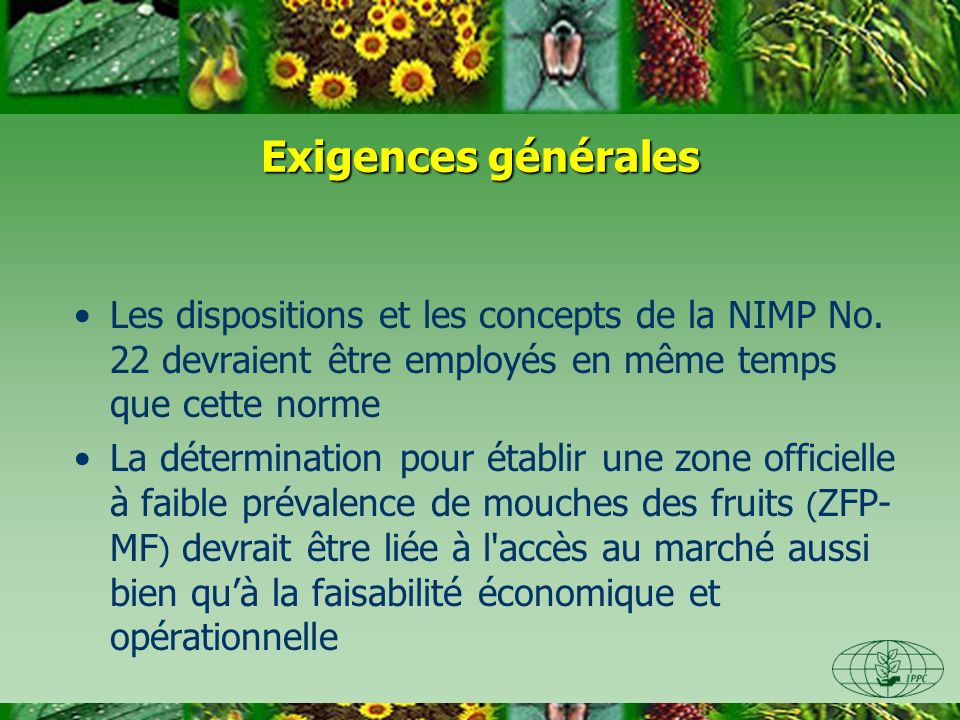 Exigences générales Les dispositions et les concepts de la NIMP No.