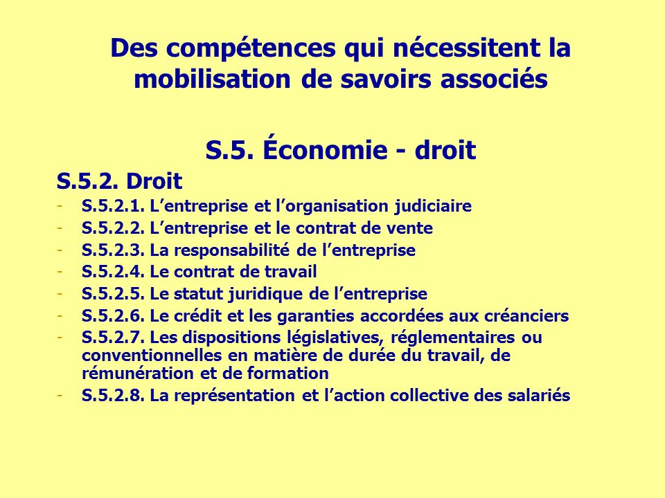 S.5. Économie - droit S.5.2. Droit -S Lentreprise et lorganisation judiciaire -S