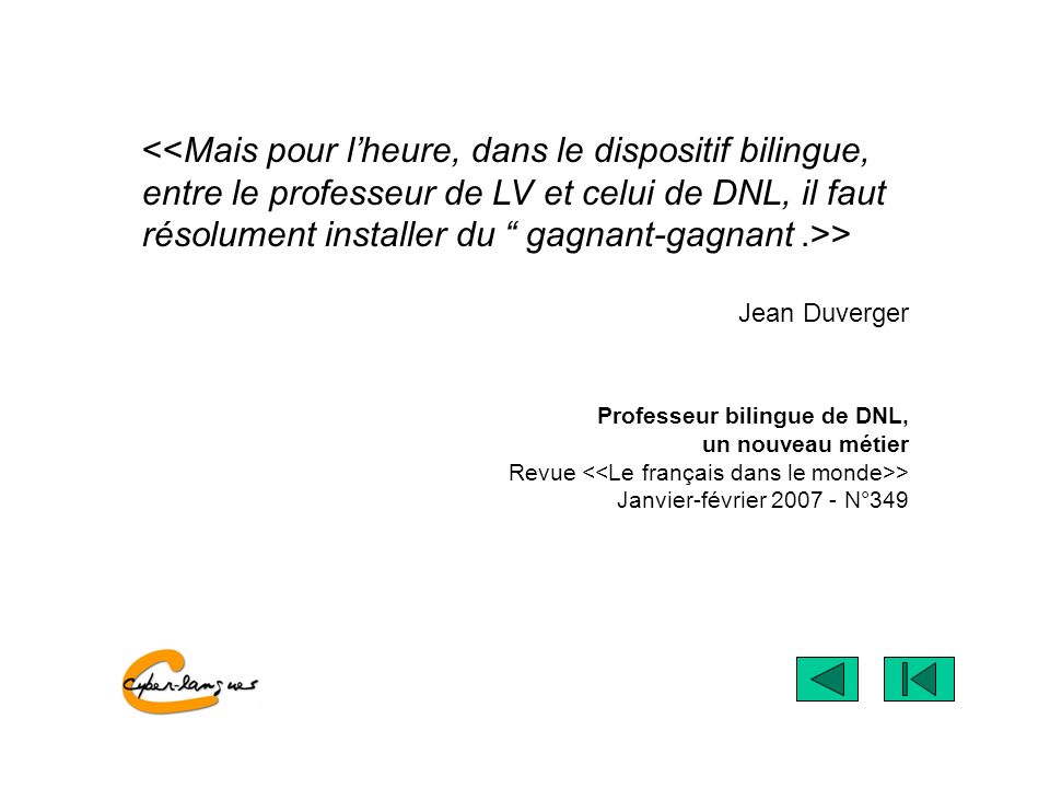 > Jean Duverger Professeur bilingue de DNL, un nouveau métier Revue > Janvier-février N°349