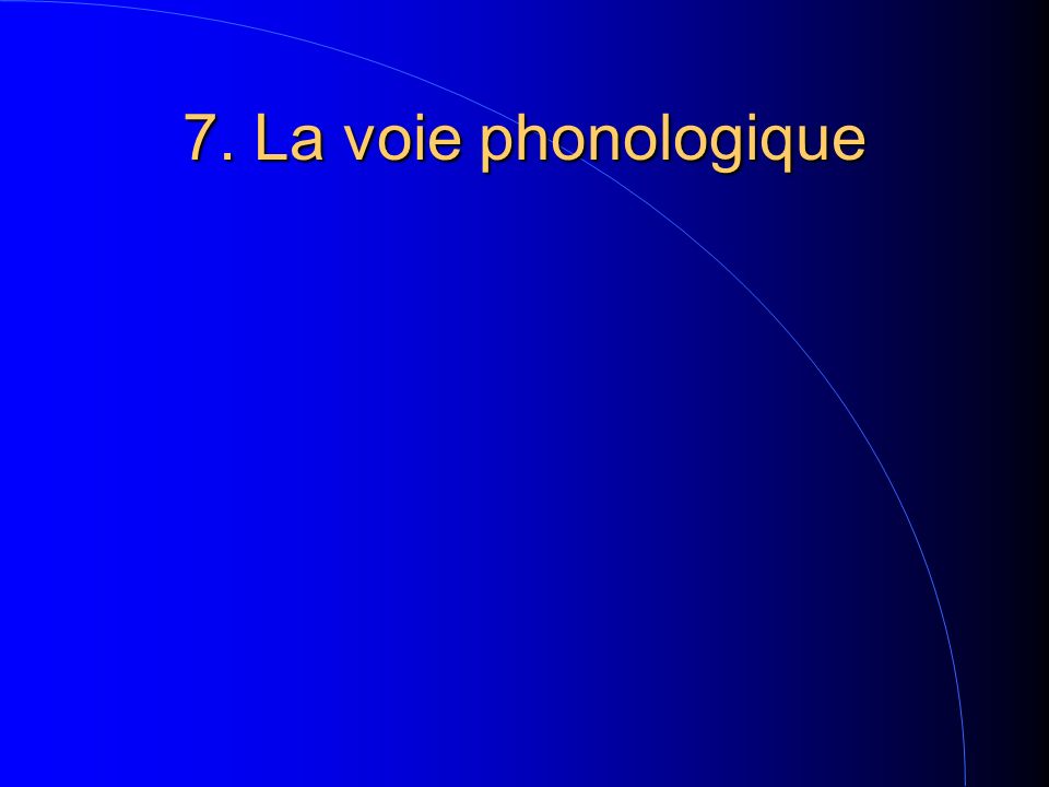 7. La voie phonologique