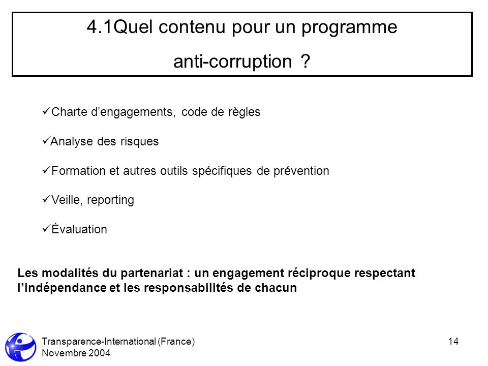 Transparence-International (France) Novembre Quel contenu pour un programme anti-corruption .