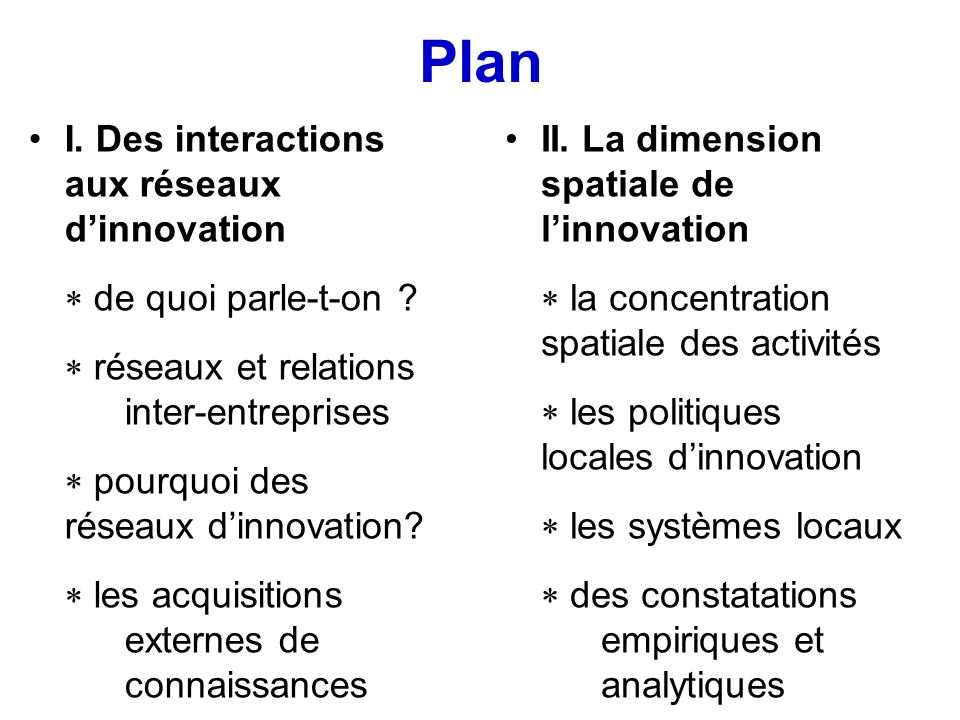 Plan I. Des interactions aux réseaux dinnovation de quoi parle-t-on .