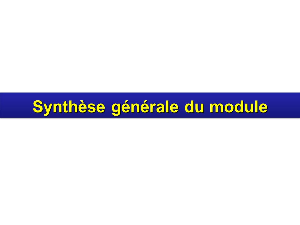 Synthèse générale du module