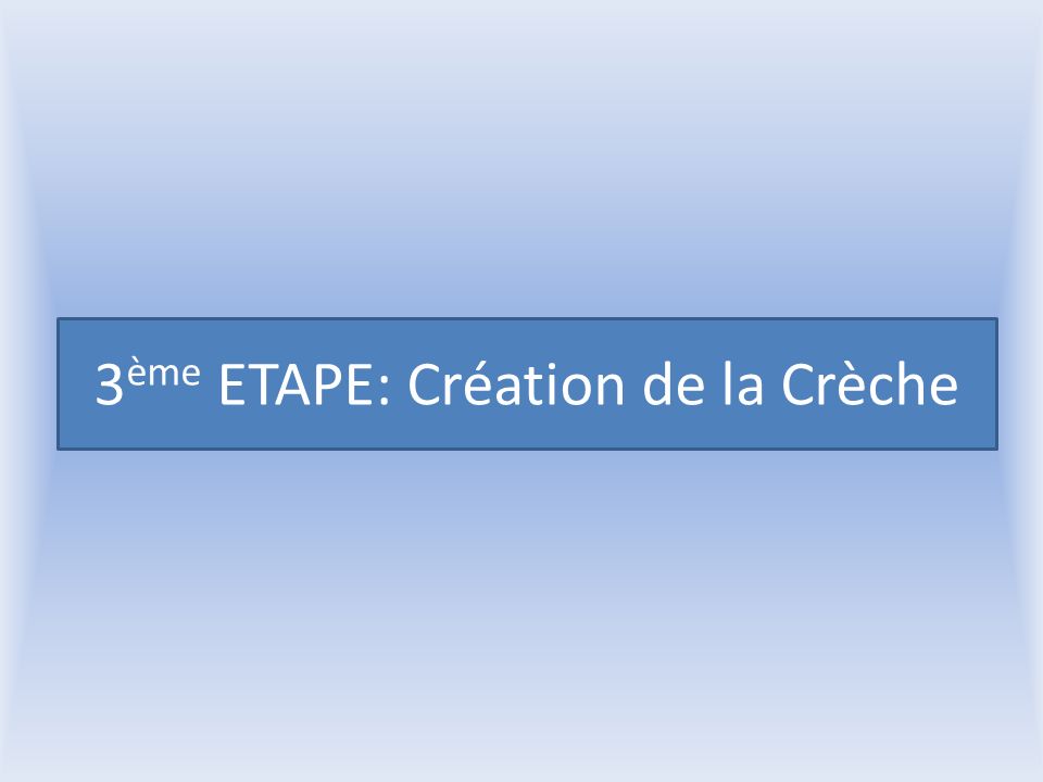 3 ème ETAPE: Création de la Crèche