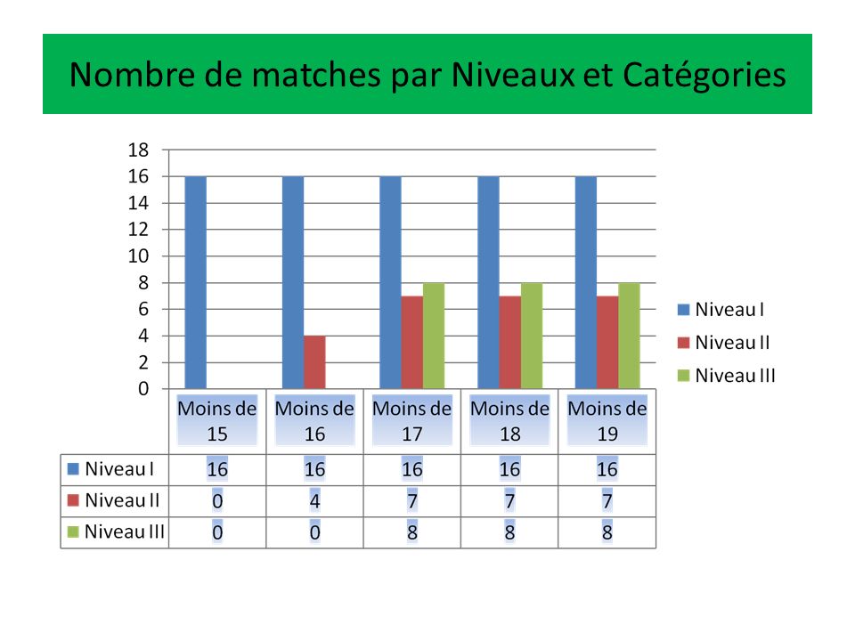 Alternance Mensuelle Matches-Repos Niveau I (clubs) Niveau II ou III (Comités ou Zones) Challenges Niveau I Repos