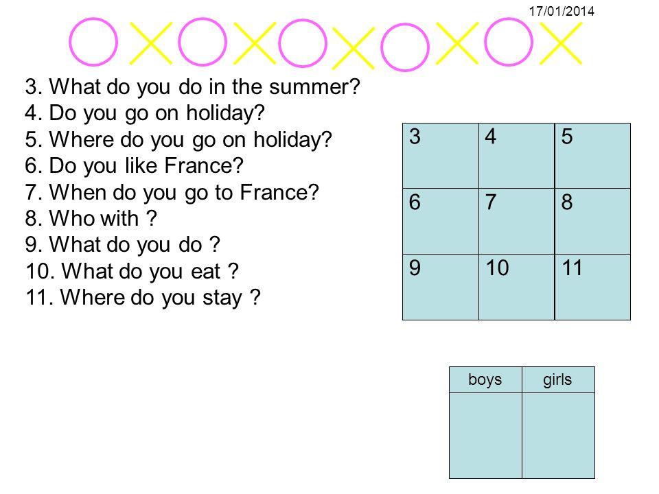 17/01/ boysgirls 3. What do you do in the summer.