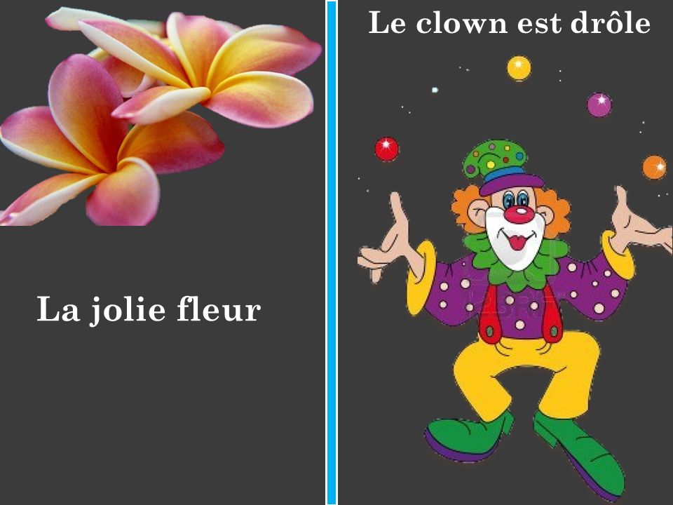 Le clown est drôle La jolie fleur
