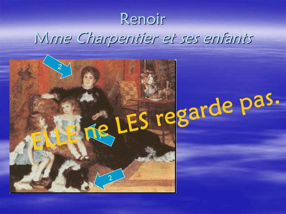 Renoir Mme Charpentier et ses enfants 2 1 ELLE ne LES regarde pas. 2
