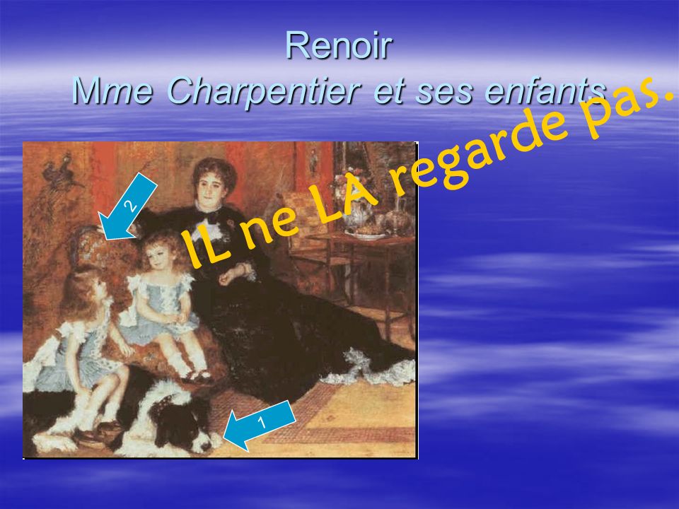 Renoir Mme Charpentier et ses enfants 1 IL ne LA regarde pas. 2