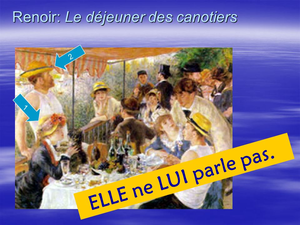 Renoir: Le déjeuner des canotiers 2 ELLE ne LUI parle pas.. 1