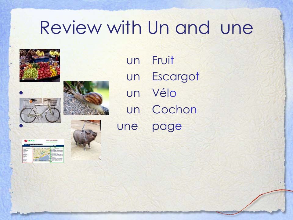 Review with Un and une un une Fruit Escargot Vélo Cochon page