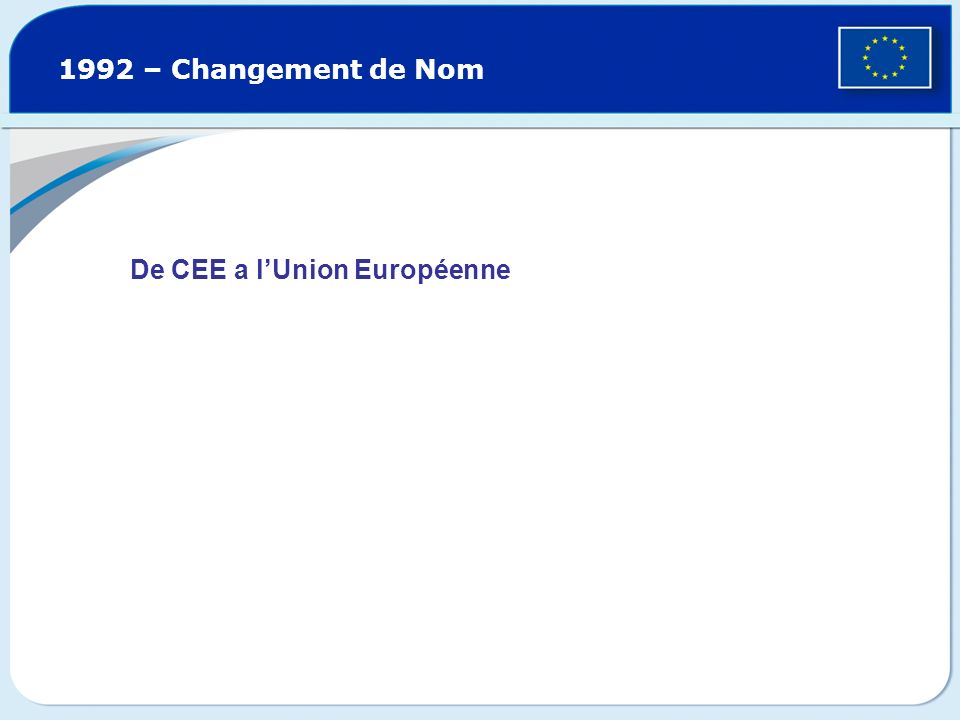1992 – Changement de Nom De CEE a lUnion Européenne