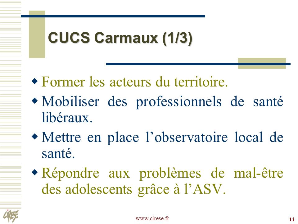 11 CUCS Carmaux (1/3) Former les acteurs du territoire.