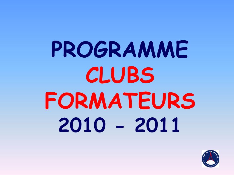 PROGRAMME CLUBS FORMATEURS