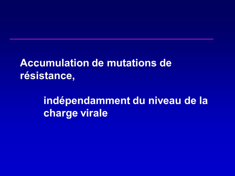 Accumulation de mutations de résistance, indépendamment du niveau de la charge virale