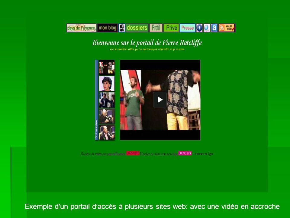 Exemple dun portail daccès à plusieurs sites web: avec une vidéo en accroche