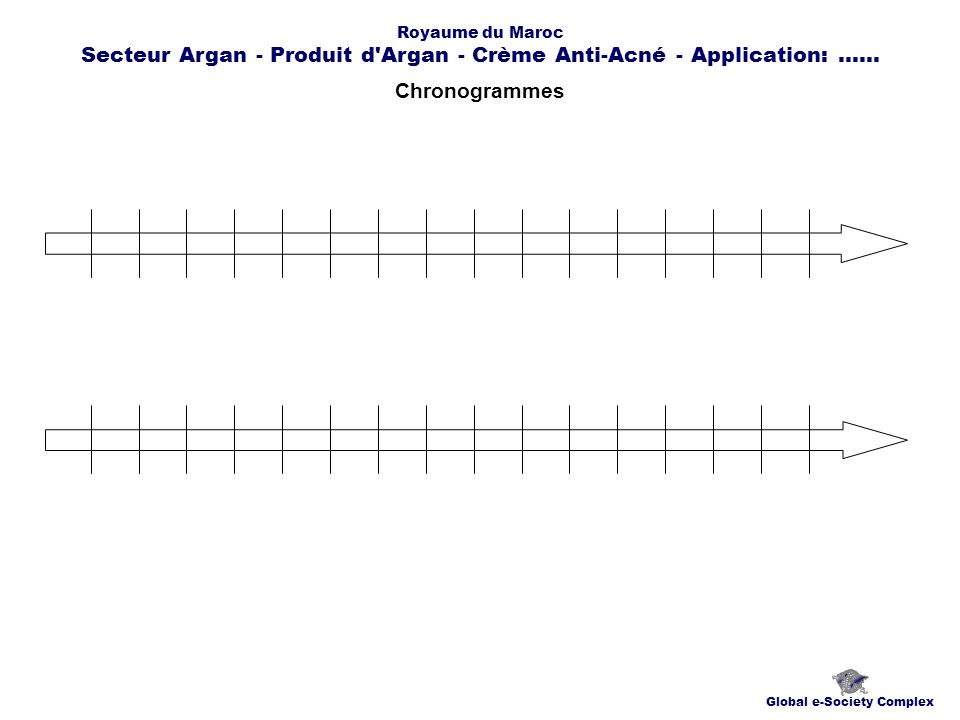 Chronogrammes Global e-Society Complex Royaume du Maroc Secteur Argan - Produit d Argan - Crème Anti-Acné - Application:......