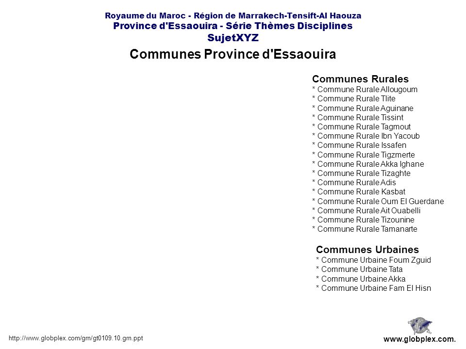 Communes Province d Essaouira